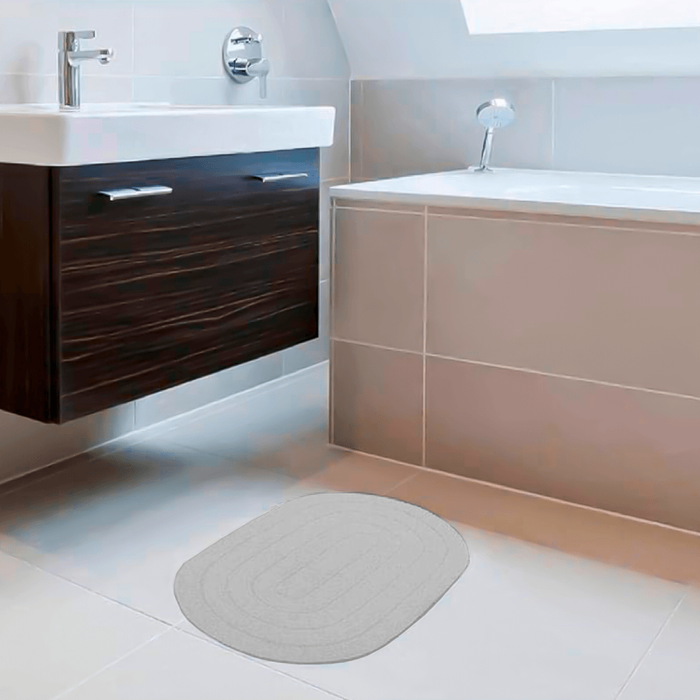 Tapete para Banheiro Allegro Branco Oval 40cm x 60cm - dallahomecenter