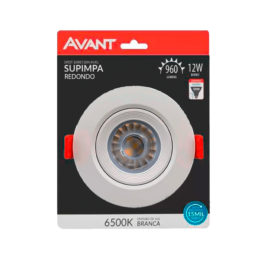 Spot Led Supimpa Redondo Avant 6500k 12w Luz Branca dallahomecenter